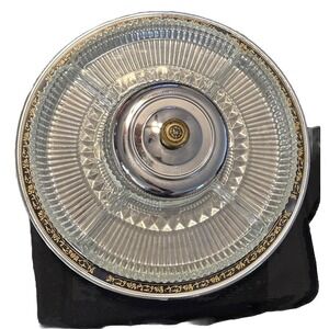 Kromex Chrome Glass Divided Lazy Susan Appetizer Relish Ornate Tray